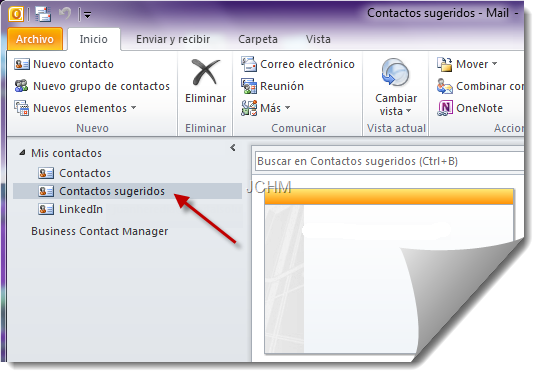 Contactos sugeridos Microsoft Outlook Contactos sugeridos Microsoft Outlook